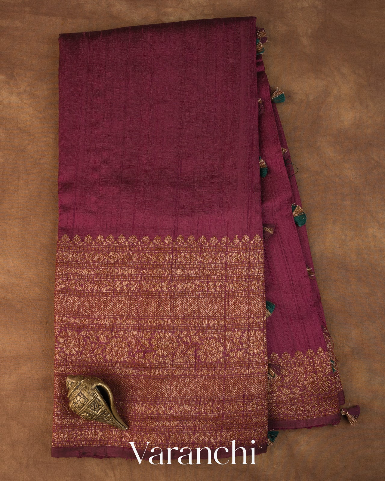 Purple Wine Pure Raw Silk Handloom Saree