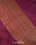 Purple Wine Pure Raw Silk Handloom Saree