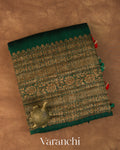 Bottle Green Pure Raw Silk Handloom Saree