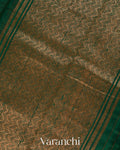 Bottle Green Pure Raw Silk Handloom Saree
