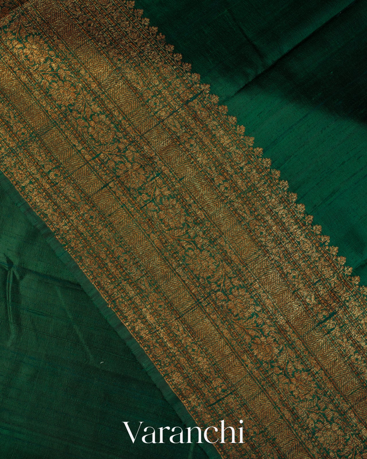 Bottle Green Pure Raw Silk Handloom Saree