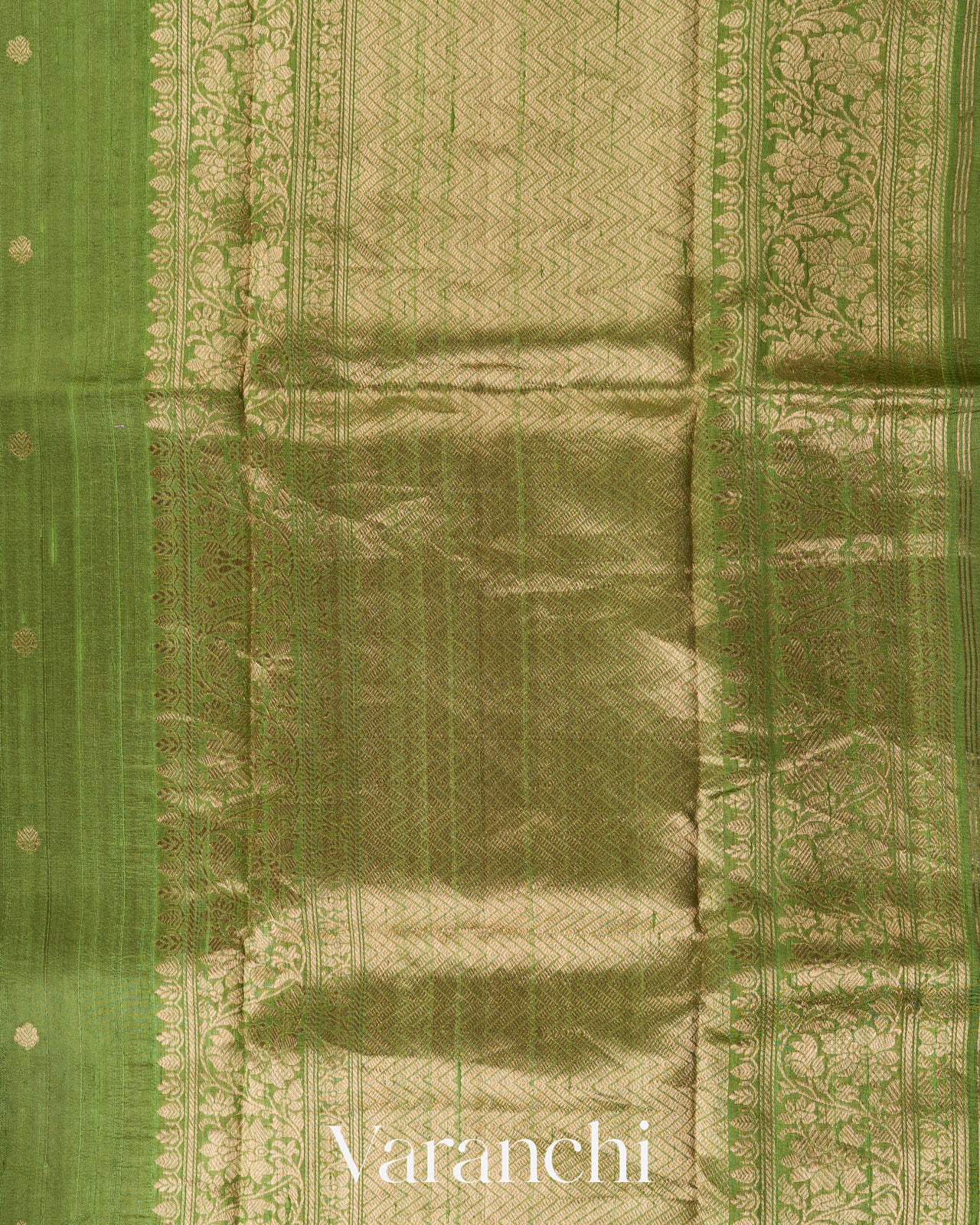 Fern Green Pure Raw Silk Handloom Saree