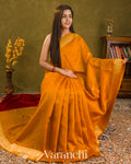 Mustard Yellow Pure Raw Silk Handloom Saree