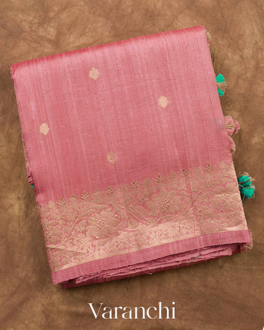 Dusty Rose Pure Raw Silk Handloom Saree