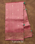 Dusty Rose Pure Raw Silk Handloom Saree