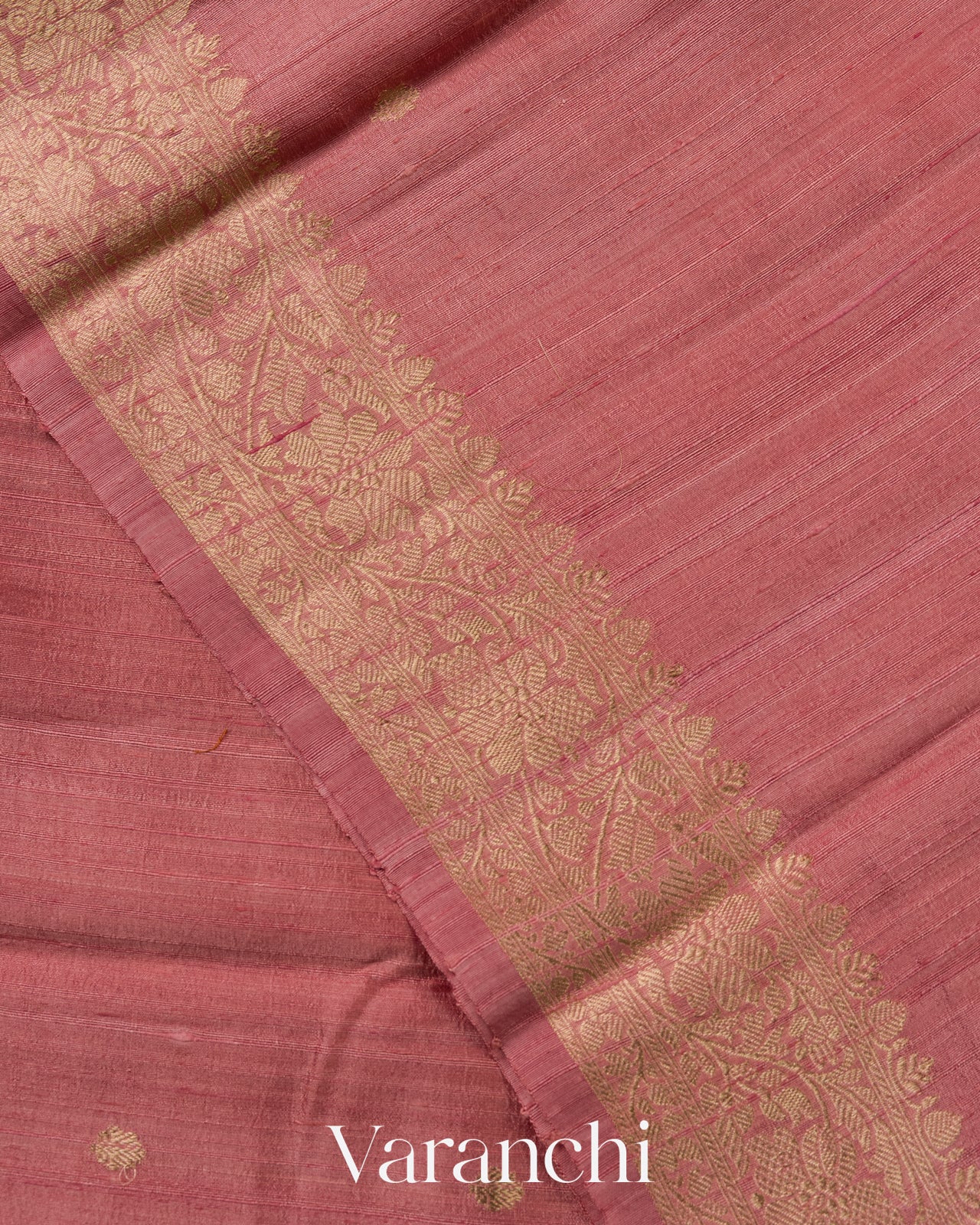 Dusty Rose Pure Raw Silk Handloom Saree