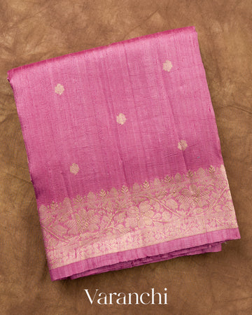 Orchid Pink Pure Raw Silk Handloom Saree