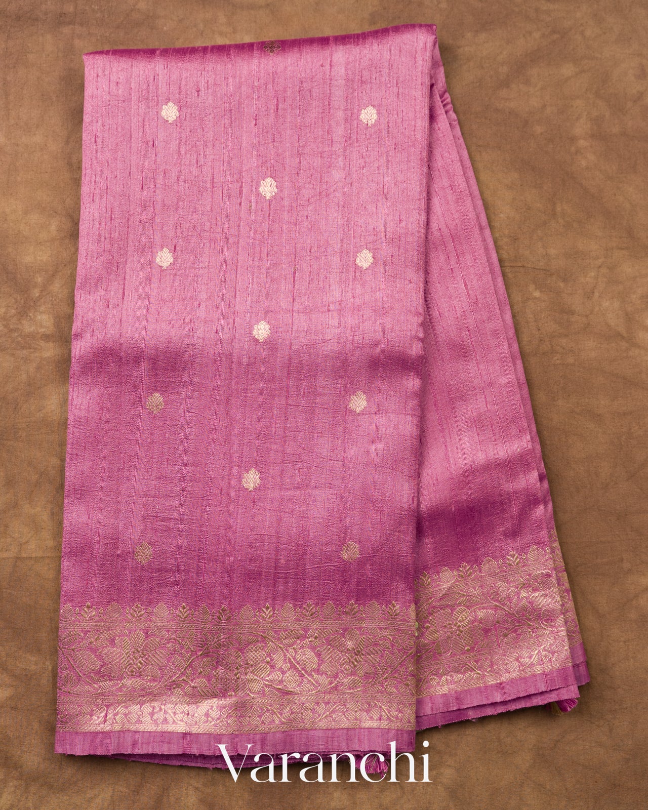 Orchid Pink Pure Raw Silk Handloom Saree