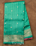 Teal Green Pure Raw Silk Handloom Saree