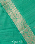 Teal Green Pure Raw Silk Handloom Saree