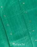 Teal Green Pure Raw Silk Handloom Saree