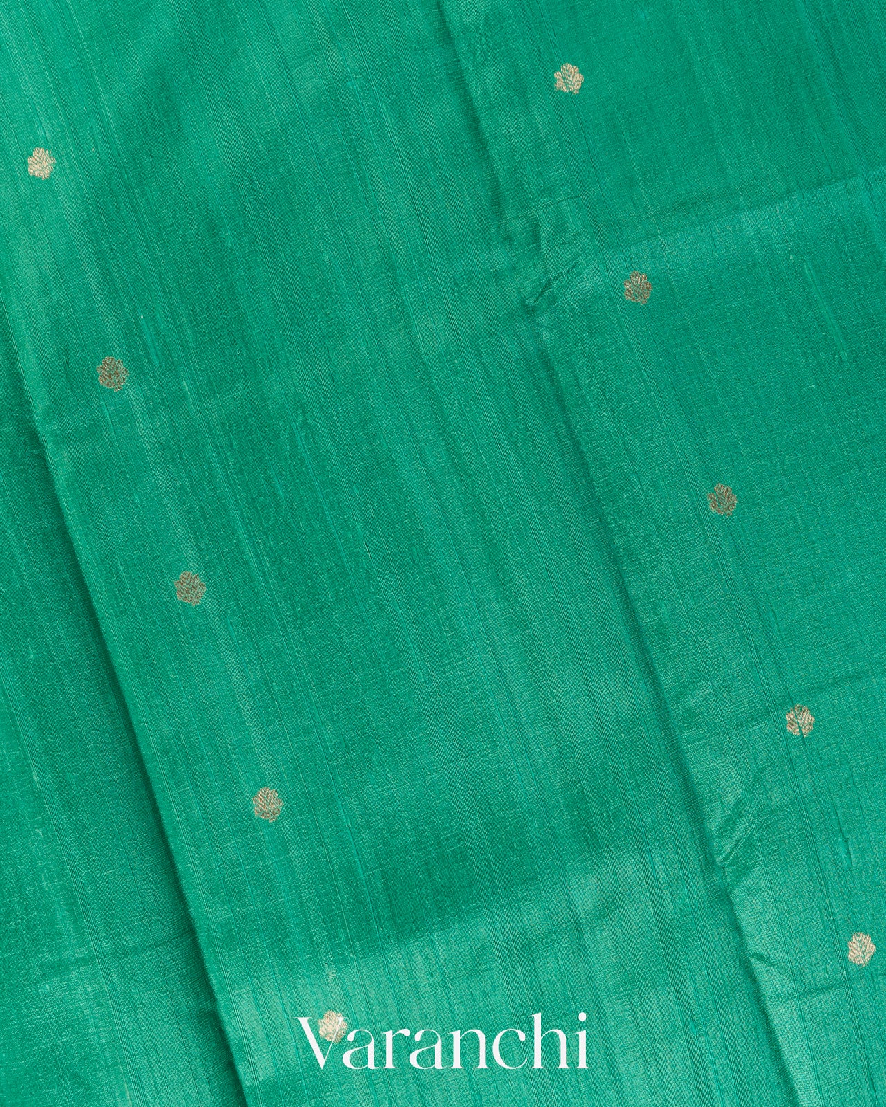 Teal Green Pure Raw Silk Handloom Saree