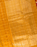 Mustard Yellow Checkered Pure Raw Silk Handloom Saree