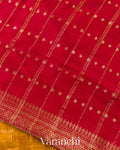 Mustard Yellow Checkered Pure Raw Silk Handloom Saree