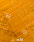 Mustard Yellow Checkered Pure Raw Silk Handloom Saree