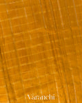 Mustard Yellow Checkered Pure Raw Silk Handloom Saree