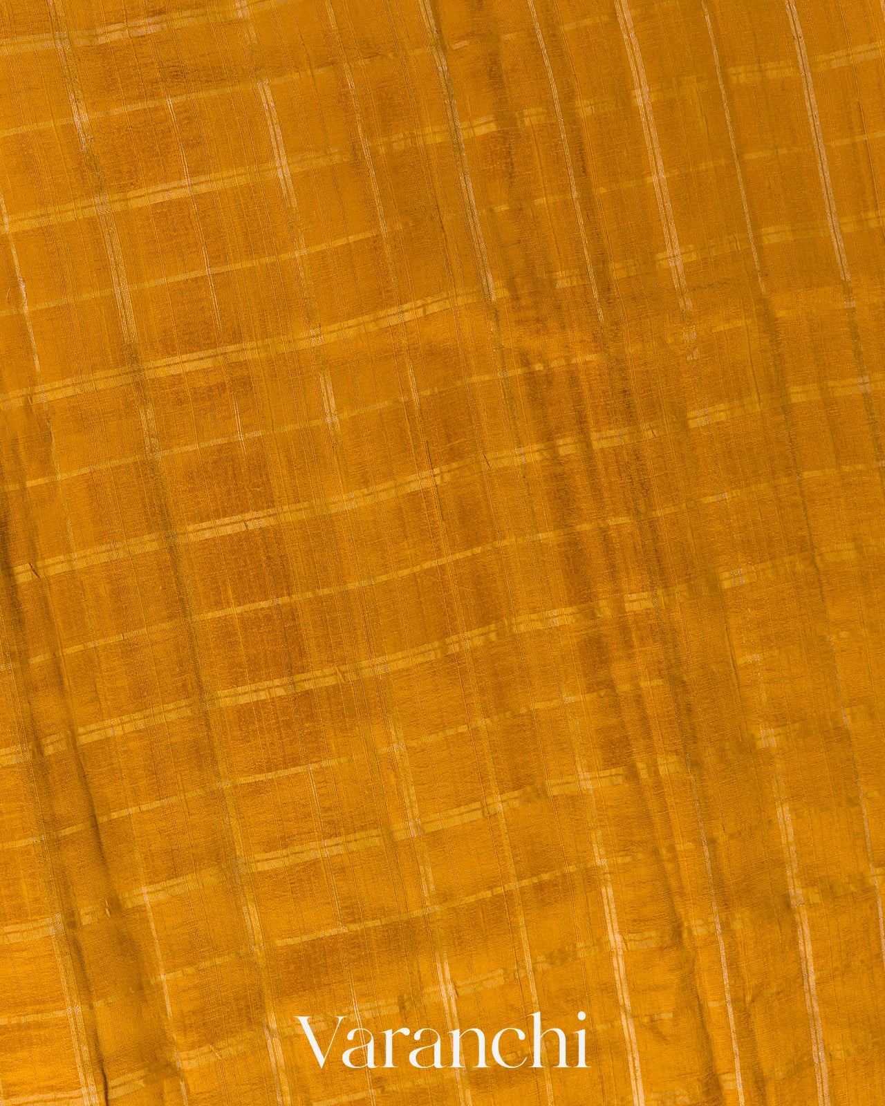 Mustard Yellow Checkered Pure Raw Silk Handloom Saree