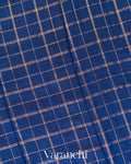 Royal Blue Checkered Pure Raw Silk Handloom Saree