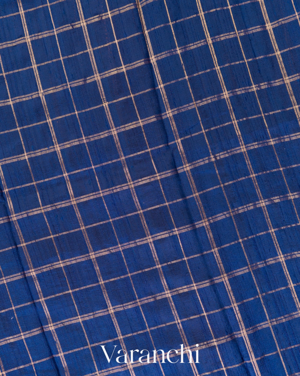 Royal Blue Checkered Pure Raw Silk Handloom Saree