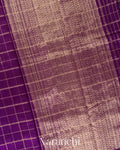 Violet Checkered Pure Raw Silk Handloom Saree