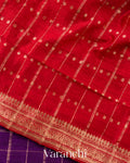 Violet Checkered Pure Raw Silk Handloom Saree