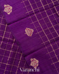 Violet Checkered Pure Raw Silk Handloom Saree