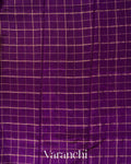 Violet Checkered Pure Raw Silk Handloom Saree