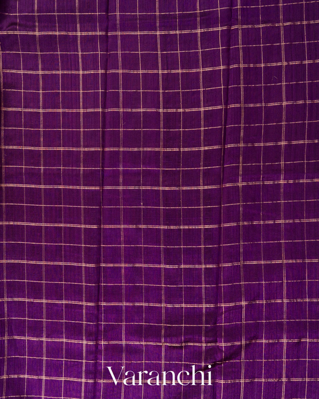 Violet Checkered Pure Raw Silk Handloom Saree