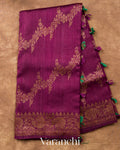 Magenta Floral Lehariya Pure Raw Silk Handloom Saree