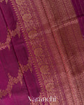 Magenta Floral Lehariya Pure Raw Silk Handloom Saree