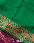 Magenta Floral Lehariya Pure Raw Silk Handloom Saree