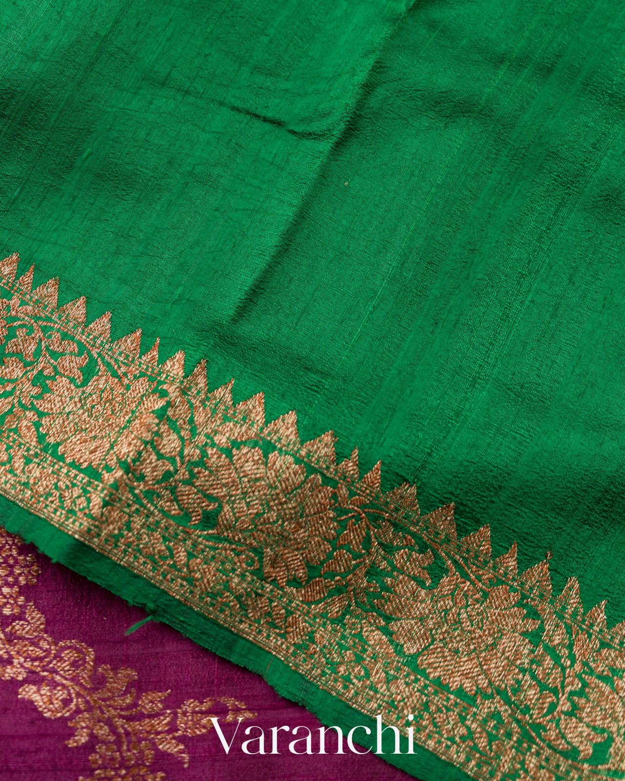 Magenta Floral Lehariya Pure Raw Silk Handloom Saree