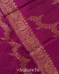 Magenta Floral Lehariya Pure Raw Silk Handloom Saree
