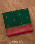 Bottle Green Pure Raw Silk Handloom Saree