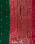 Bottle Green Pure Raw Silk Handloom Saree