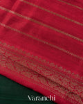 Bottle Green Pure Raw Silk Handloom Saree