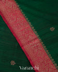 Bottle Green Pure Raw Silk Handloom Saree