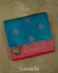 Teal Blue wewePure Raw Silk Handloom Saree
