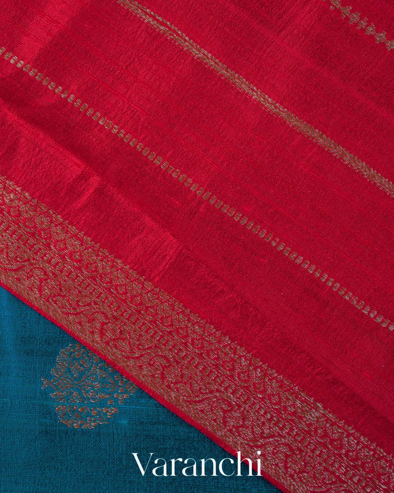 Teal Blue wewePure Raw Silk Handloom Saree