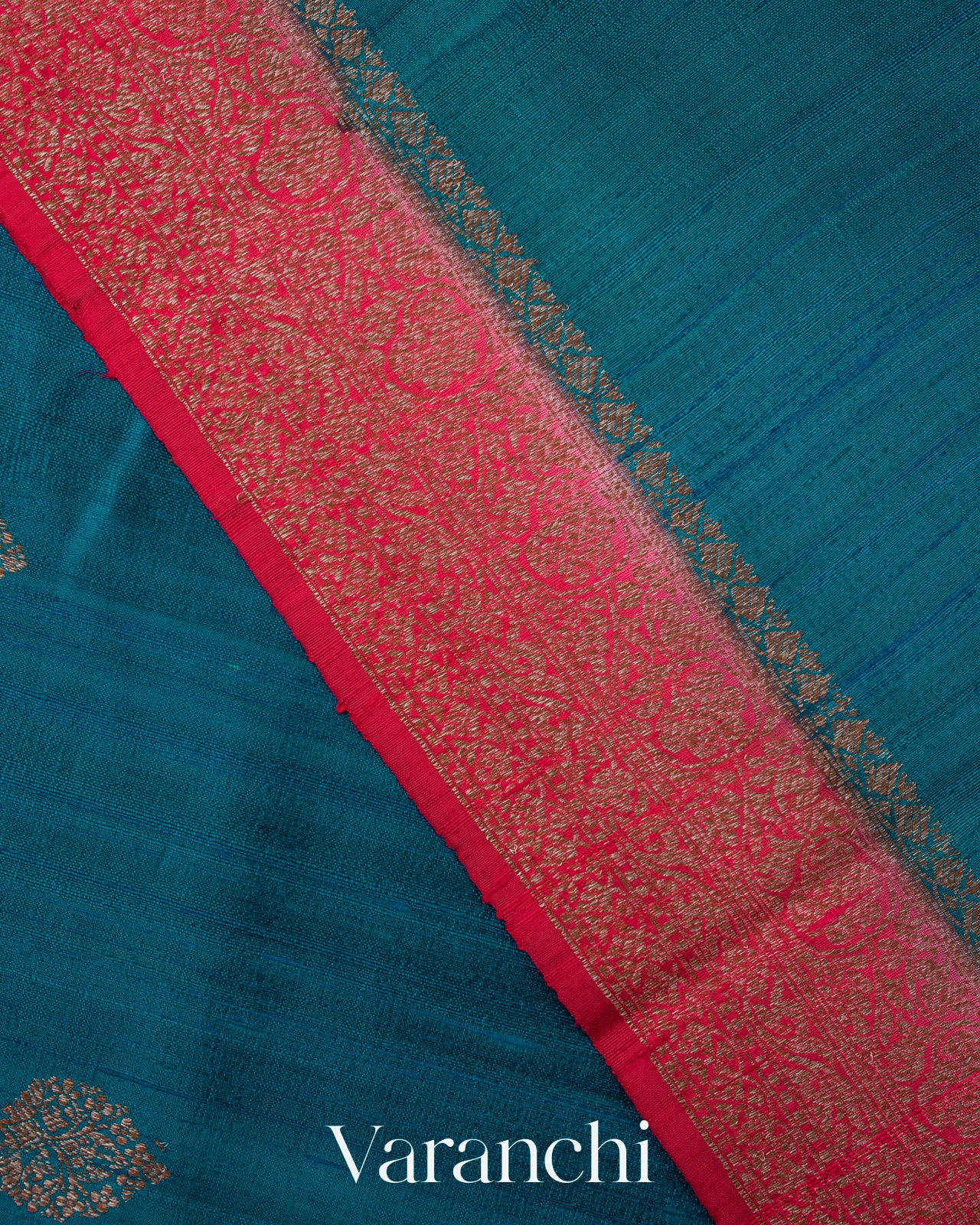 Teal Blue wewePure Raw Silk Handloom Saree