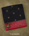 Charcol Black Pure Raw Silk Handloom Saree