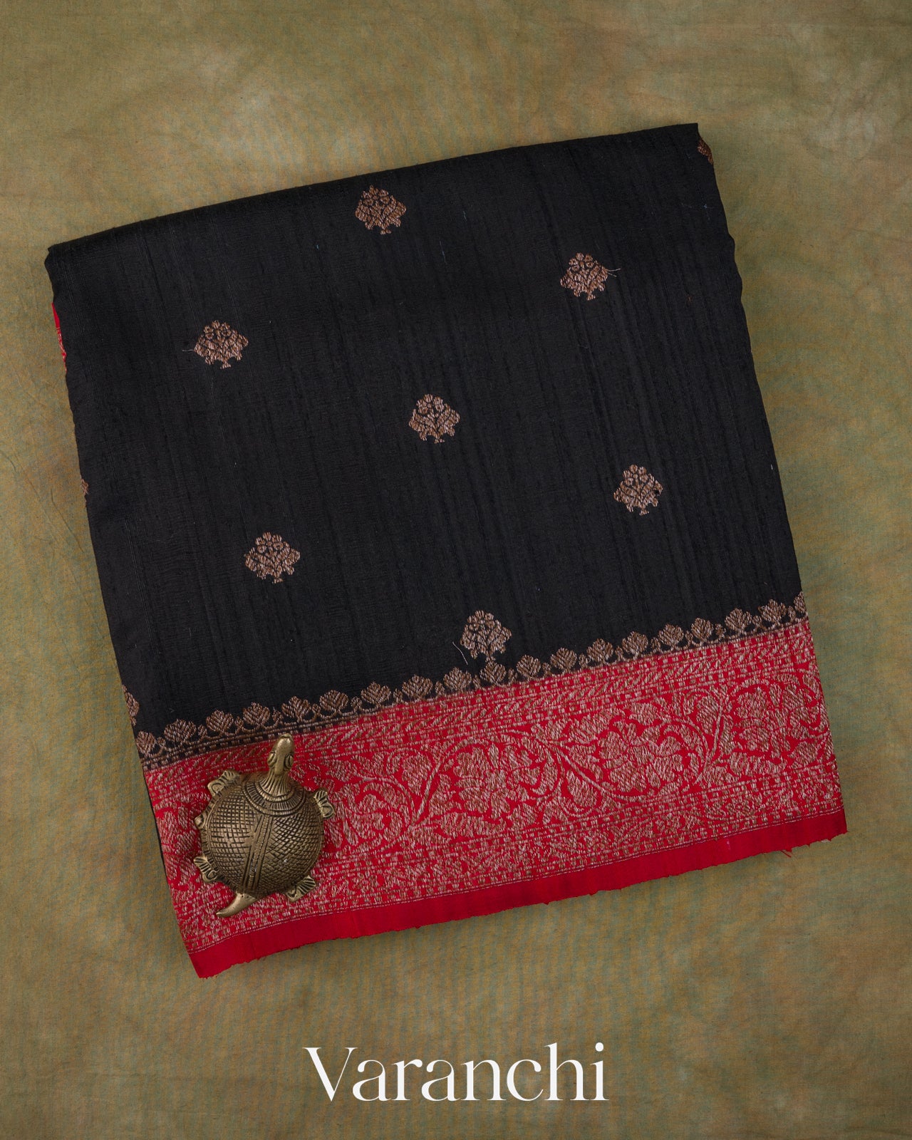 Charcol Black Pure Raw Silk Handloom Saree