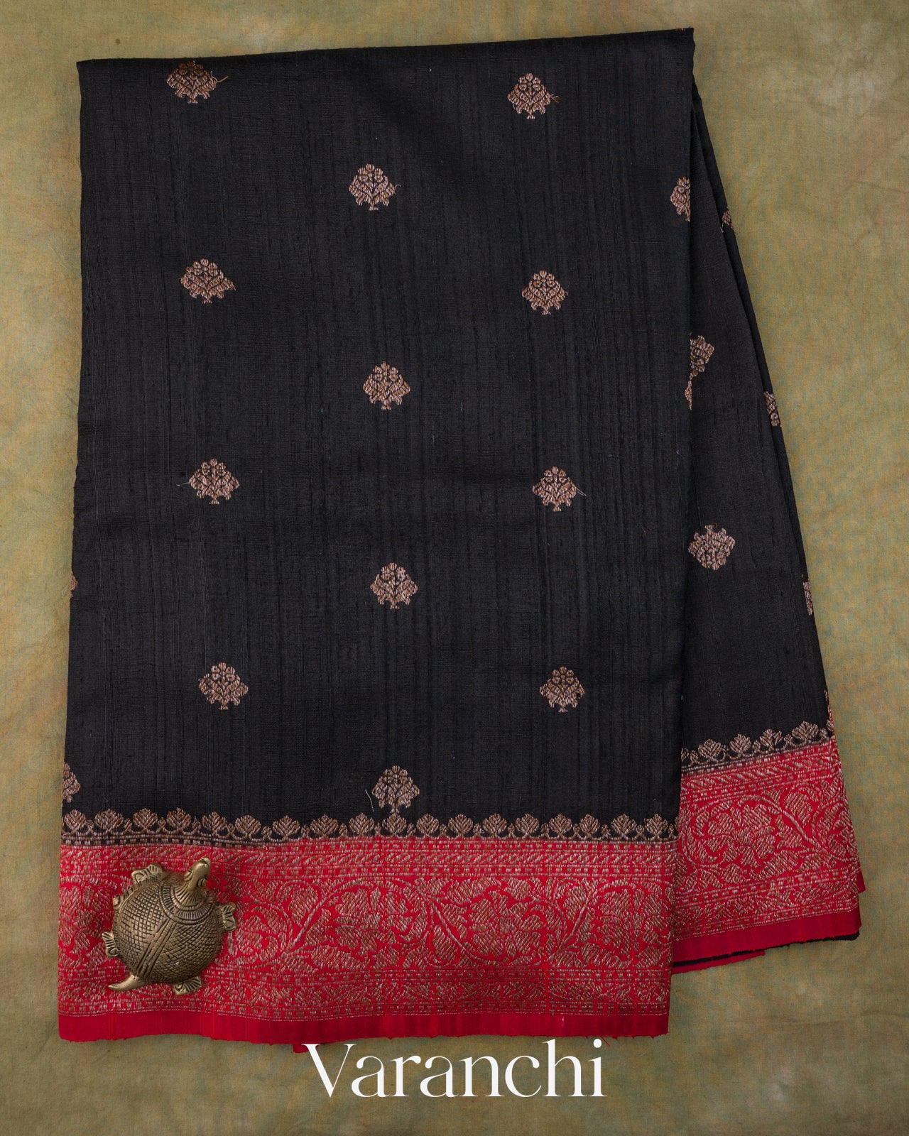 Charcol Black Pure Raw Silk Handloom Saree