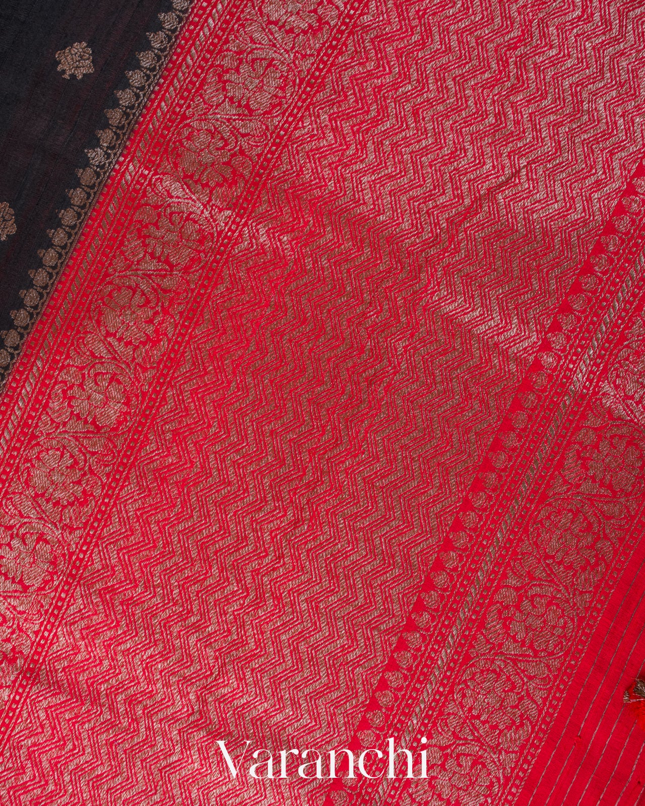 Charcol Black Pure Raw Silk Handloom Saree