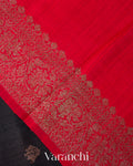 Charcol Black Pure Raw Silk Handloom Saree