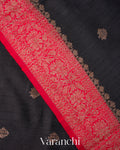 Charcol Black Pure Raw Silk Handloom Saree