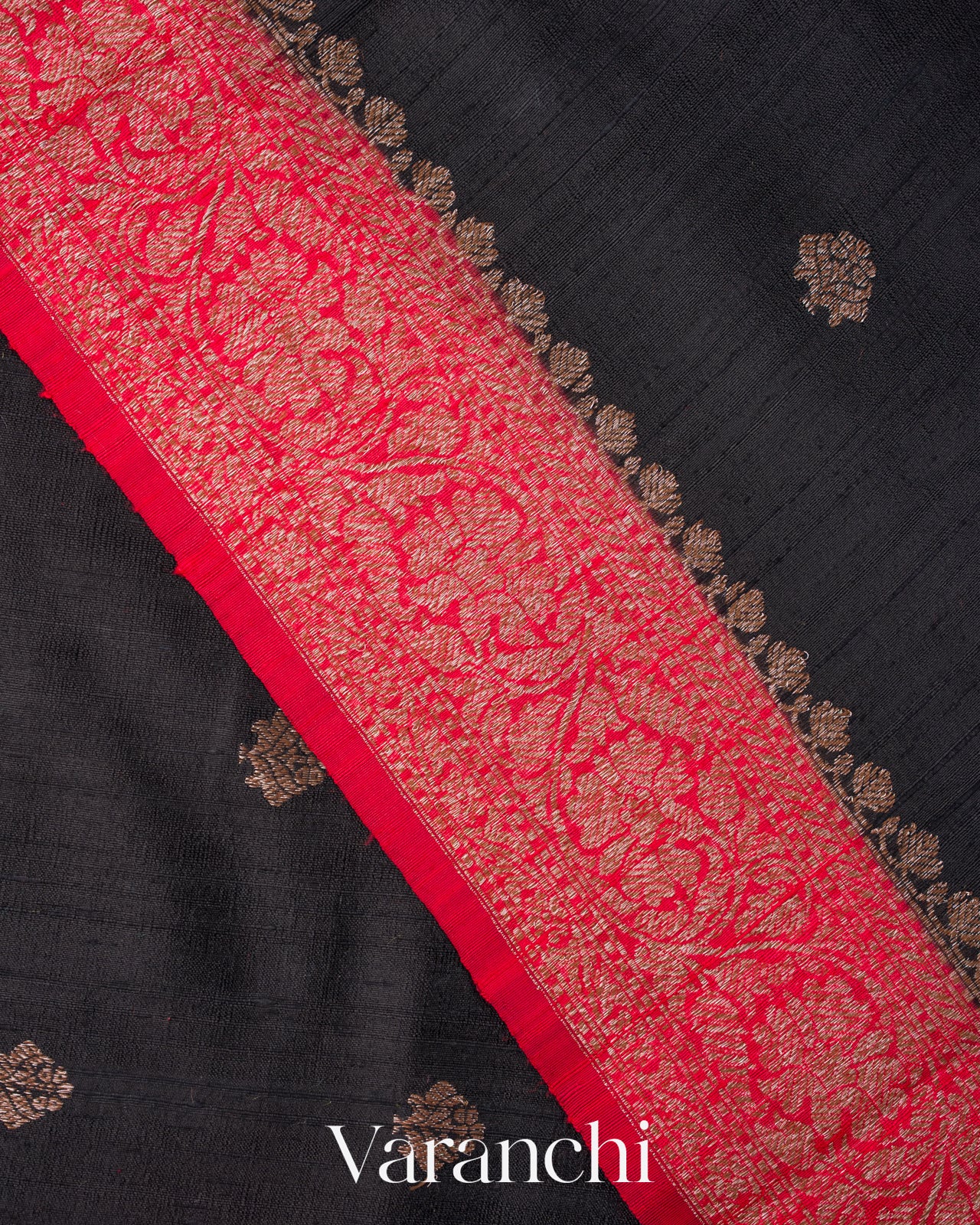 Charcol Black Pure Raw Silk Handloom Saree