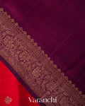 Crimson Red Pure Raw Silk Handloom Saree
