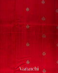 Crimson Red Pure Raw Silk Handloom Saree