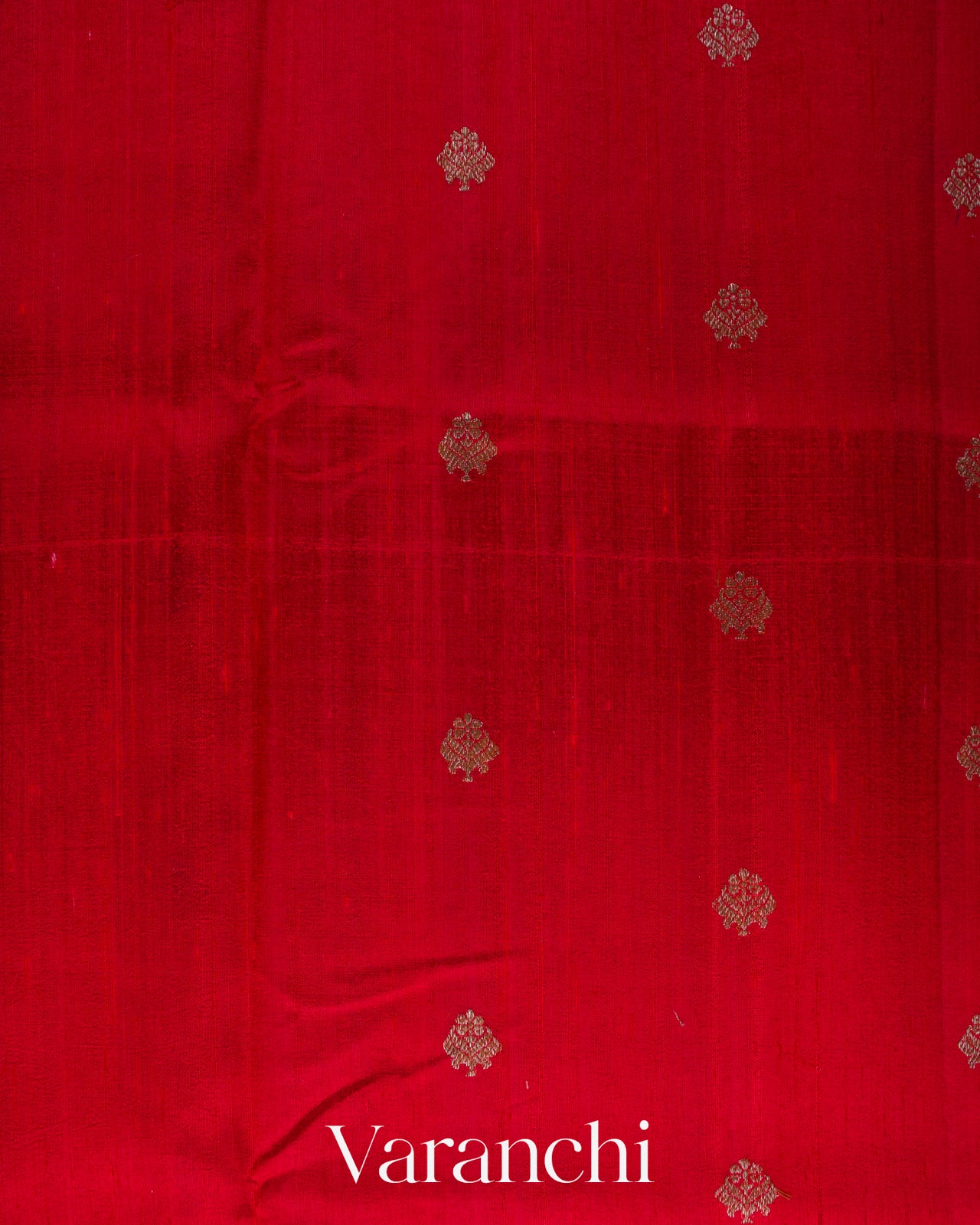 Crimson Red Pure Raw Silk Handloom Saree